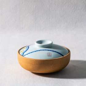 Household Ceramic With Lid Cubilose Bowl (Option: Blue And White Short)