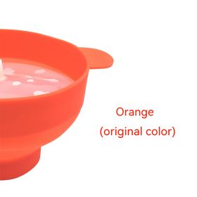 Silicone Popcorn Bowl With Handle (Color: Orange)