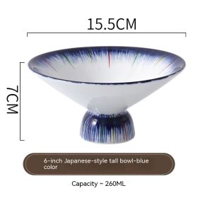 Japanese Creative Tall Bowl Ceramic Bowl Huaishi Cuisine (Option: Blue Color)
