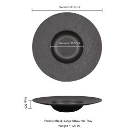 Western-style Creative Wide-brimmed Frosted Ceramic Plate (Option: Black large)