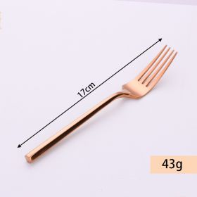 Stainless Steel Knife Fork And Spoon Set Hexagonal Forging (Option: Rose Gold Dessert Fork)