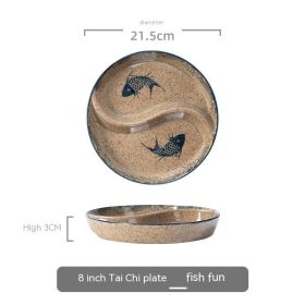 Ceramic Double Grid Eight Trigrams Mandarin Duck Dining Plate (Option: 8 Happy Fish Chopsticks Plate)