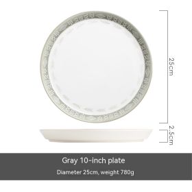 Hand-painted Light Luxury Underglaze Tableware Suit (Option: 10 Inch Bevel Plate-Gray)