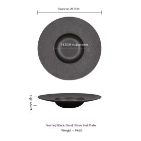 Western-style Creative Wide-brimmed Frosted Ceramic Plate (Option: Black small)