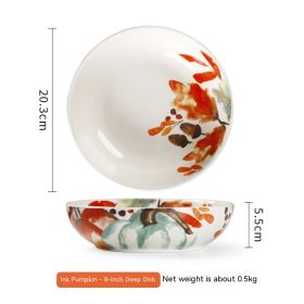Pastoral Style Ceramic Tableware Rice Bowl (Option: Deep Plates)