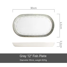 Hand-painted Light Luxury Underglaze Tableware Suit (Option: 12 Inch Beveled Edge Fish Dish-Gray)