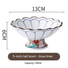 Japanese Creative Tall Bowl Ceramic Bowl Huaishi Cuisine (Option: Blue Lines)