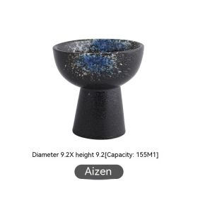 Tall Bowl Japanese-style Ceramic Snack Tableware (Option: Blue Dye Ice Cream Cup)