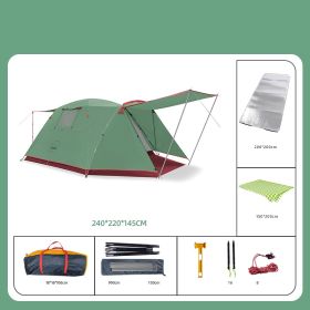 Four Person Outdoor Camping Space Folding And Thickening Tent Rain And Sun Proof Outdoor (Option: Green-Picnic mat moistureproof mat)