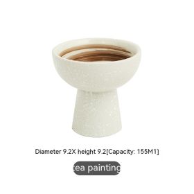 Tall Bowl Japanese-style Ceramic Snack Tableware (Option: Tea Painting Ice Cream Cup)
