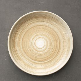 Stoneware Plate Dish Retro Household Ceramic Tableware Tray Plate (Color: White)