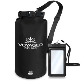 Voyager Waterproof Dry Bag for Kayaking and Water Sports (Color: Black, size: 10 Liter)