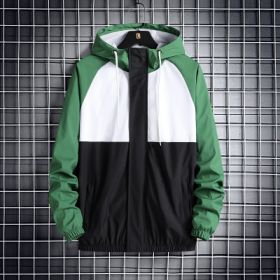 Fashionable Hooded Solid Color Coat Casual Jacket (Option: Green-L)