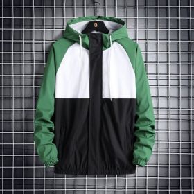Fashionable Hooded Solid Color Coat Casual Jacket (Option: Green-XL)
