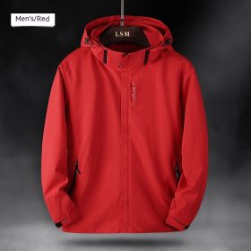 Single Men's Assault Jacket Outdoor Sports Waterproof Mountaineering Suit Trench Coat (Option: Red-XXXL-Men)