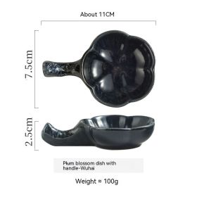 Creative Japanese Style Ceramic Plate Simple With Handle Plum-shaped Dish (Option: Fog Sea)
