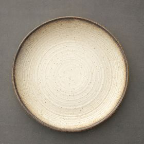 Stoneware Plate Dish Retro Household Ceramic Tableware Tray Plate (Color: Beige)
