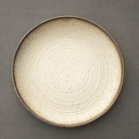 Stoneware Plate Dish Retro Household Ceramic Tableware Tray Plate (Color: Beige)