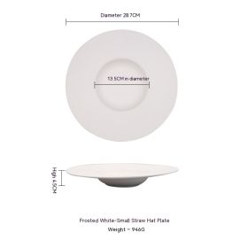 Western-style Creative Wide-brimmed Frosted Ceramic Plate (Option: White small)