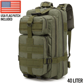 XG-MB40 - Large Tactical Backpack Survival Assault Bag 40 Liter (Color: Army Green)