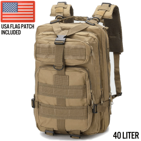 XG-MB40 - Large Tactical Backpack Survival Assault Bag 40 Liter (Color: Khaki)