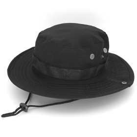 Military Wide Brim Boonie Bucket Hat (Color: Black)