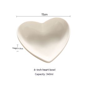 Creative Pure White Ceramic Heart-shaped Plate Bowl Western Cuisine (Option: 6 Inch Peach Heart Bowl)