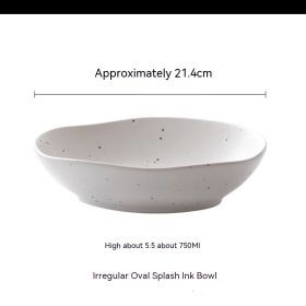 Korean Style Splash Ink Irregular Shaped Ceramic Bowl (Option: Oval Splash Ink-750ml)