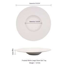 Western-style Creative Wide-brimmed Frosted Ceramic Plate (Option: White large)