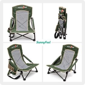 Low Folding Camping Chair, Portable Beach Chairs, Mesh Back Lounger For Outdoor Lawn Beach Camp Picnic (Color: Green)