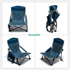 Low Folding Camping Chair, Portable Beach Chairs, Mesh Back Lounger For Outdoor Lawn Beach Camp Picnic (Color: Navy Blue)