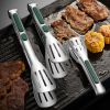 1pc Non-Slip Stainless Steel Food Tongs Meat Salad Bread Serving Clip Barbecue Grill Buffet Clamp Cooking Tools Kitchen Accessories