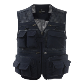 Multi-pocket Men's Professional Photography Vest (Option: Navy Blue-XL)