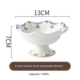Japanese Creative Tall Bowl Ceramic Bowl Huaishi Cuisine (Option: Small Green Flowers)