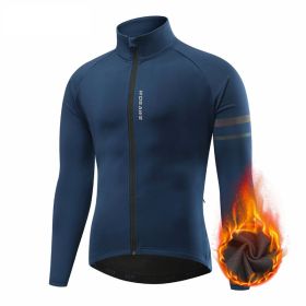 Men's Outdoor Off-road Mountain Sports Fleece Cycling Clothing (Option: BO284 Dark Blue-2XL)