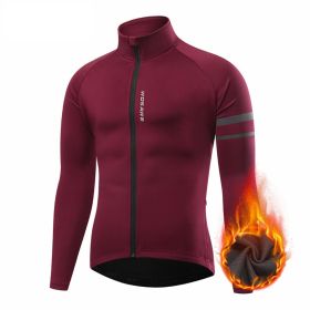 Men's Outdoor Off-road Mountain Sports Fleece Cycling Clothing (Option: BO284 Dark Red-4XL)