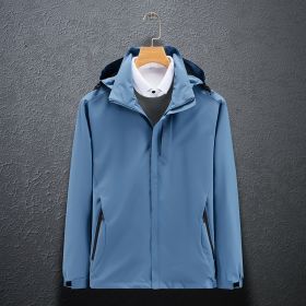 Single Men's Assault Jacket Outdoor Sports Waterproof Mountaineering Suit Trench Coat (Option: Fog Blue-XL-Men)