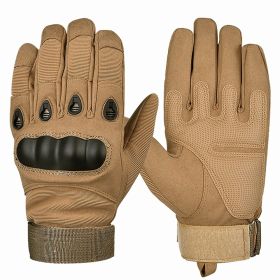 XG-TG1 Tactical Self Defense Gloves Hard Knuckle (Full Finger) (Color: Khaki, size: medium)